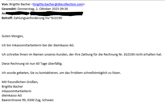 Beispiel einer betrügerischen E-Mail